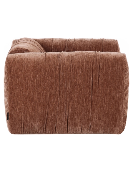 Sillón Cocon de tejido acanalado marrón café MONTY