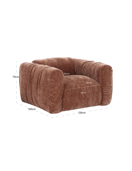 Fauteuil Cocon Tissu Côtelé Brun Café MONTY