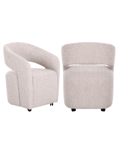 Vixen natural linear dining chair on wheels