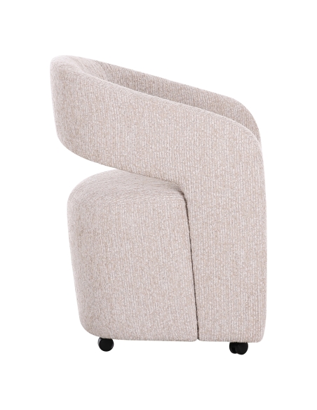 Vixen natural linear dining chair on wheels