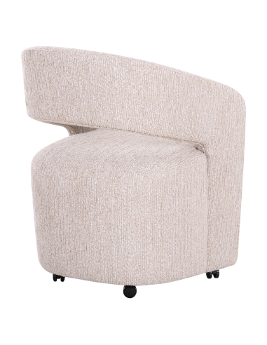 Vixen natural linear dining chair on wheels