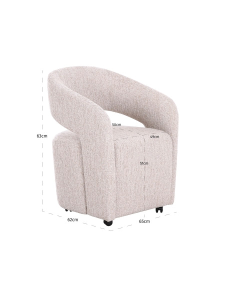 Sedia da sala da pranzo Vixen natural linear su ruote