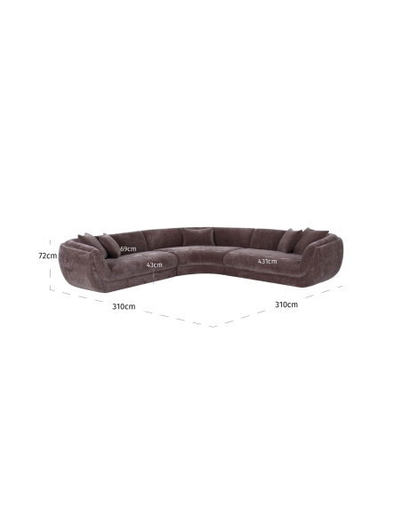 Curved Panoramic Sofa Dark Brown GIANELLE