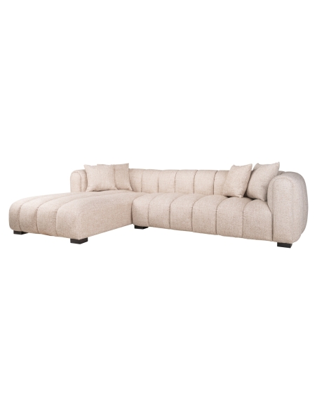 Canapé d'Angle Méridienne Gauche Tweed Crème NOVARO