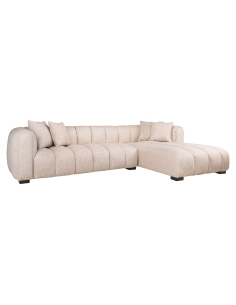 Right-Hand Chaise Longue Corner Sofa Cream Tweed NOVARO