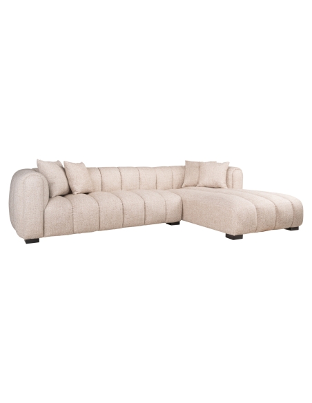 Right-Hand Chaise Longue Corner Sofa Cream Tweed NOVARO