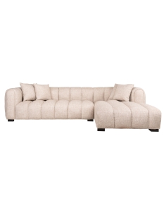 Ecksofa mit rechter Chaiselongue Tweed Creme NOVARO 2