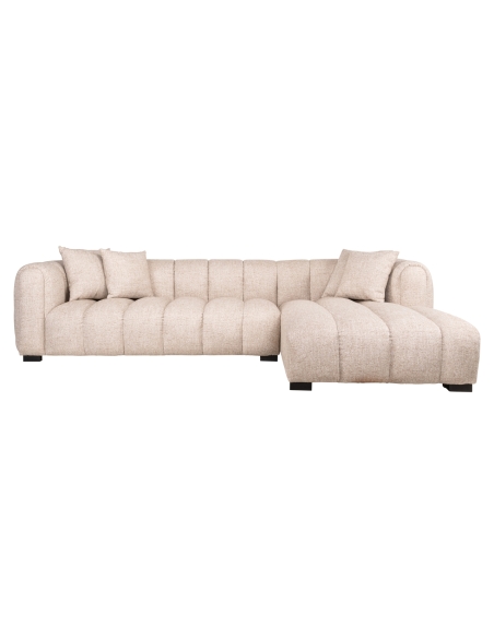 Ecksofa mit rechter Chaiselongue Tweed Creme NOVARO
