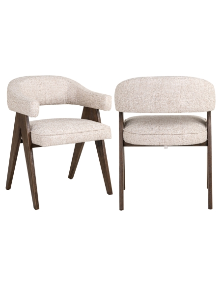 Chaise Design Dossier Enveloppant Tweed Crème MORI