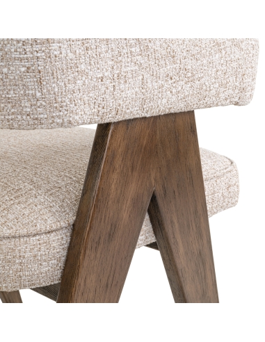 Silla de diseño envolvente de tweed crema MORI