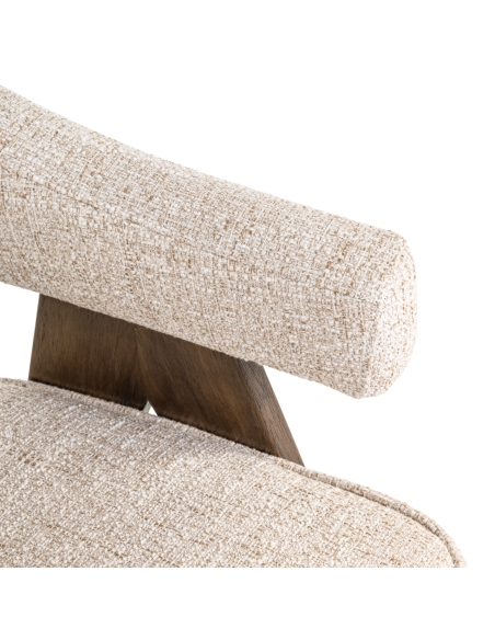 Chaise Design Dossier Enveloppant Tweed Crème MORI