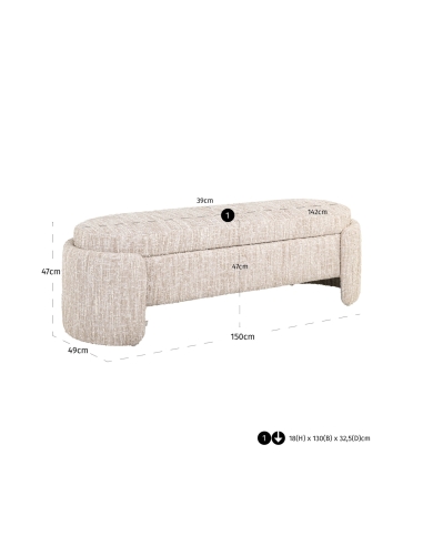 Banco baúl de almacenamiento de tejido bouclé beige CUPID