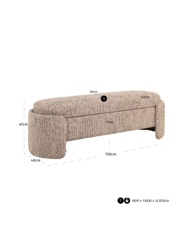 Banc Coffre de Rangement Tissu Texturé Moka CUPID