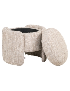Pouf Coffre de Rangement Tissu Bouclé Beige CUPID 2