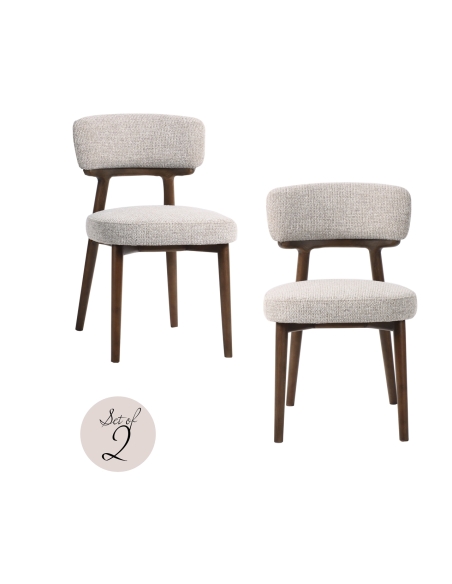 Silla tapizada de tela natural haya BASKER (lote de 2)