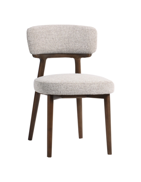 Chaise Capitonnée Tissu Naturel Hêtre BASKER (Lot de 2)