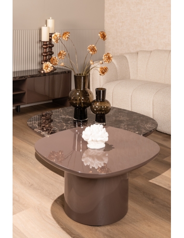 Table d'Appoint Laquée Galet Chocolat ALMUNDI