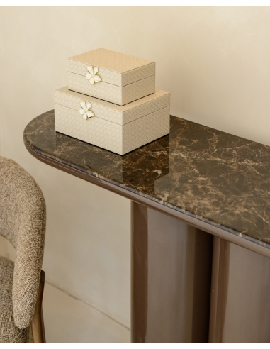 Console Laquée Effet Marbre Emperador ALMUNDI