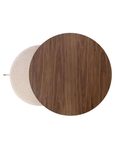 Table Basse Noyer et Pouf Tissu Sable WINDSOR