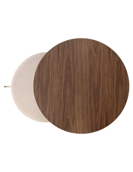 Walnut Coffee Table and Sand Fabric Pouf WINDSOR