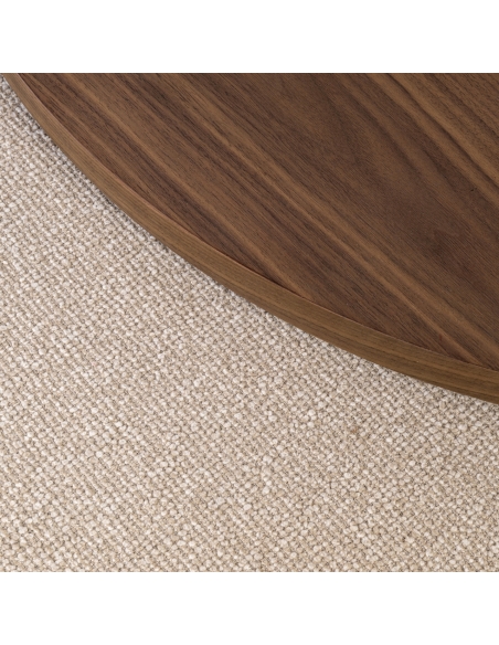 Table Basse Noyer et Pouf Tissu Sable WINDSOR