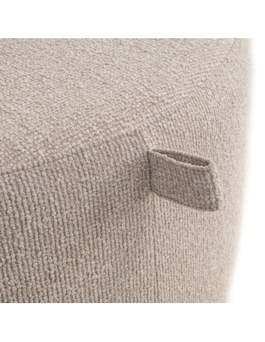 Table Basse Noyer et Pouf Tissu Sable WINDSOR