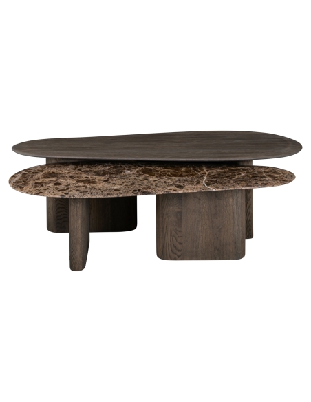 Couchtisch-Set Eiche und Emperador-Marmor CASTELLO