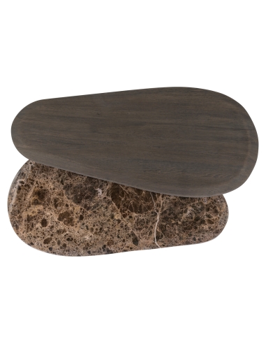Couchtisch-Set Eiche und Emperador-Marmor CASTELLO