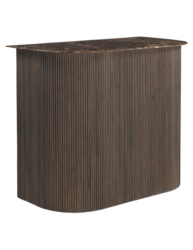 Castello Fluted Oak Emperador Marble Bar Cabinet