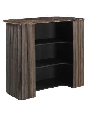 Castello Fluted Oak Emperador Marble Bar Cabinet