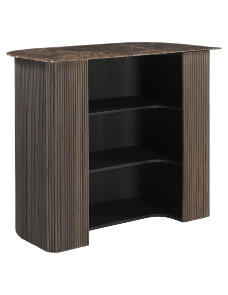 Castello Fluted Oak Emperador Marble Bar Cabinet