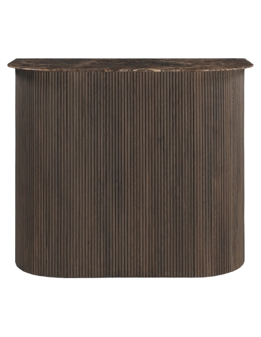 Castello Fluted Oak Emperador Marble Bar Cabinet