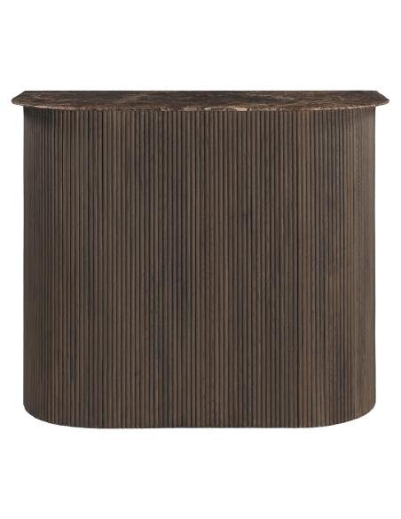 Castello Fluted Oak Emperador Marble Bar Cabinet