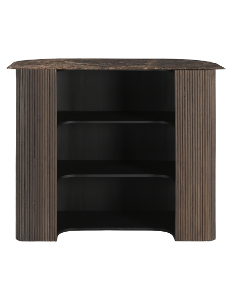 Castello Fluted Oak Emperador Marble Bar Cabinet