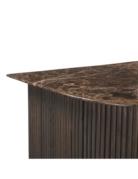Castello Fluted Oak Emperador Marble Bar Cabinet