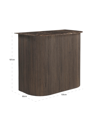 Castello Fluted Oak Emperador Marble Bar Cabinet