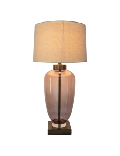 Tischlampe Rauchglas Leinenlampenschirm MONSOE