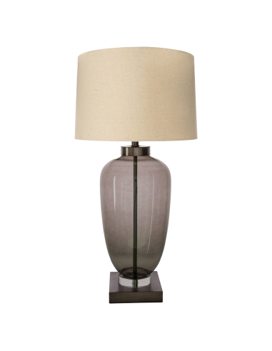 Tischlampe Rauchglas Leinenlampenschirm MONSOE