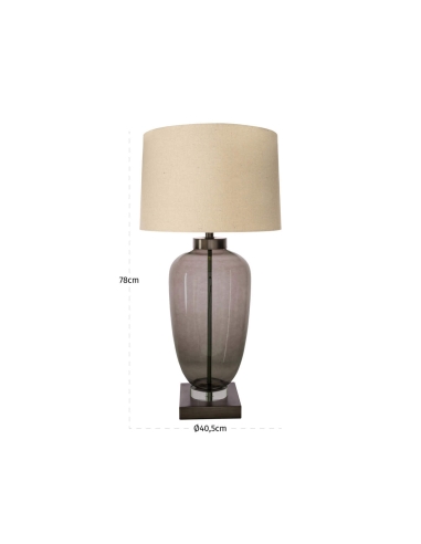 Tischlampe Rauchglas Leinenlampenschirm MONSOE