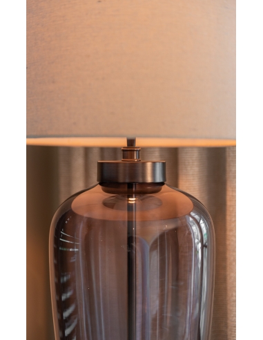 Tischlampe Rauchglas Leinenlampenschirm MONSOE