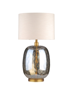 Tafellamp van amberkleurig glas en gouden steel EMBER