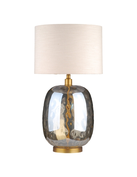 Lampada da Tavolo in Vetro Ambrato e Stelo Dorato EMBER