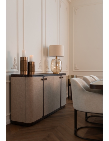 Candeeiro de Mesa em Vidro Âmbar e Haste Dourada EMBER