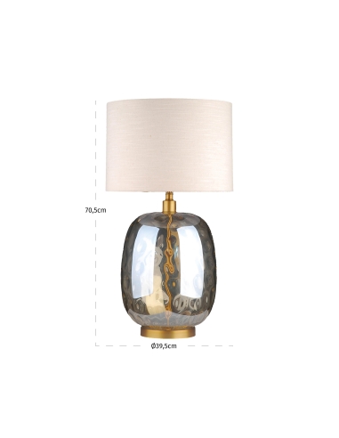 Tafellamp van amberkleurig glas en gouden steel EMBER
