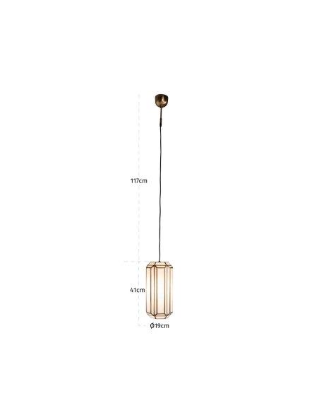 Cylindrical Fluted Glass Brass Pendant ELONA