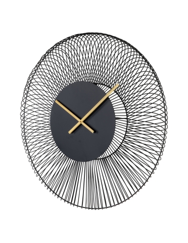 Wandklok van zwart en goudkleurig metalen draad BLUNT