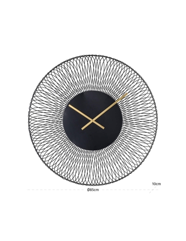 Wandklok van zwart en goudkleurig metalen draad BLUNT