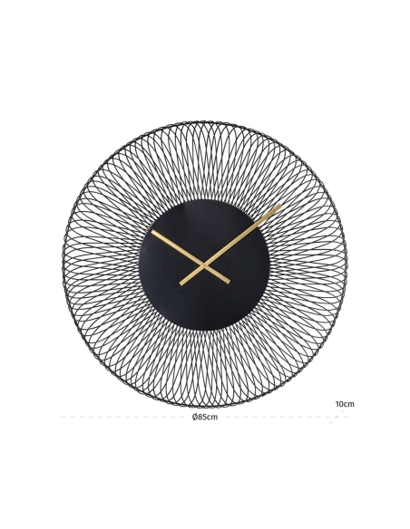 Wandklok van zwart en goudkleurig metalen draad BLUNT