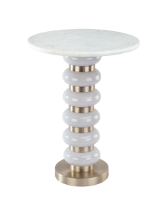 Mesa auxiliar mármol blanco columna vidrio VILLERAY