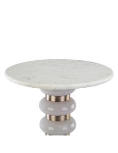 Beistelltisch Weißer Marmor Säule Glas VILLERAY 2